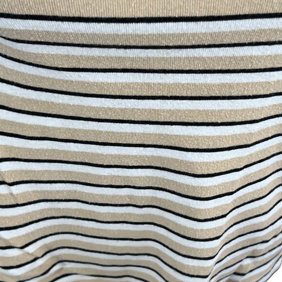 St John's Bay 3/4 Sleeve Boat Neck Top Petite Medium 100% Cotton Stripes - Picture 4 of 15